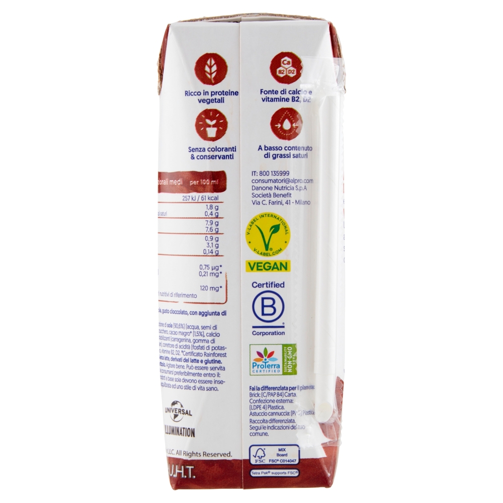 alpro Cioccolato, Bevanda alla Soia, 100% vegetale con vitamine B2, B12, D 250ml